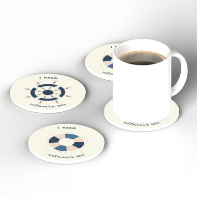 Ceramic Round 4 Piece Coaster Set