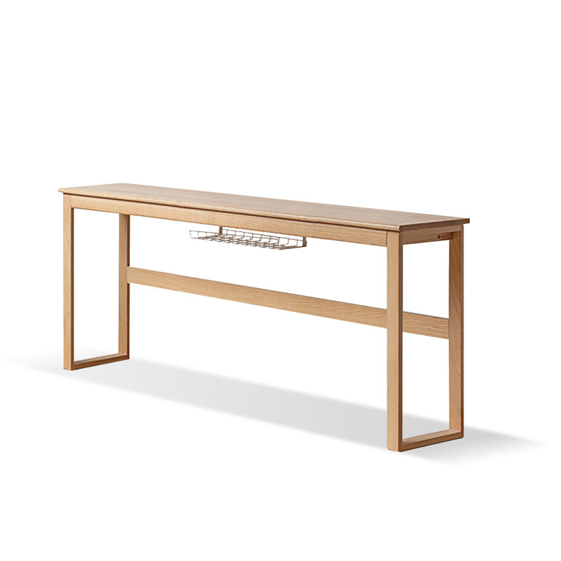 Bureau rectangulaire en bois massif et métal Burlywood, H 29,53 po x l 70,87 po x P 23,62 po