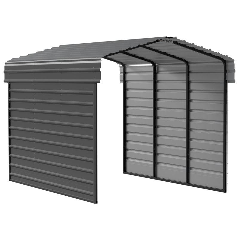Abri d'auto en acier avec 2 ensembles de parois latérales, 10 x 15 x 9, Noir, H 10 pi 3 po x l 10 pi x P 15 pi 3 po