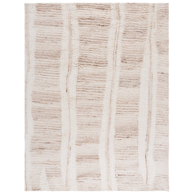 Vermont Hand Tufted Wool/Recycled Cotton Abstract Rug in Beige/Ivory, Rectangle 8' x 10'