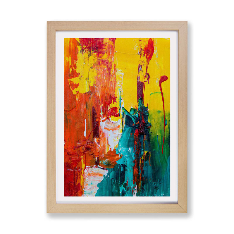 Abstract Art Painting - Single Picture Frame Painting, Oak, 24cm H x 33cm W x 2cm D