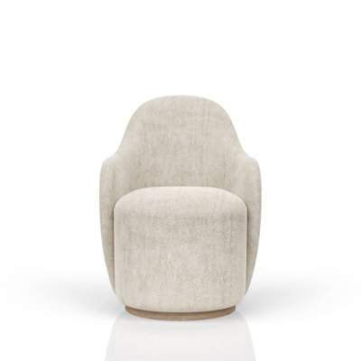 Fauteuil demi-tonneau pivotant cacao et ivoire