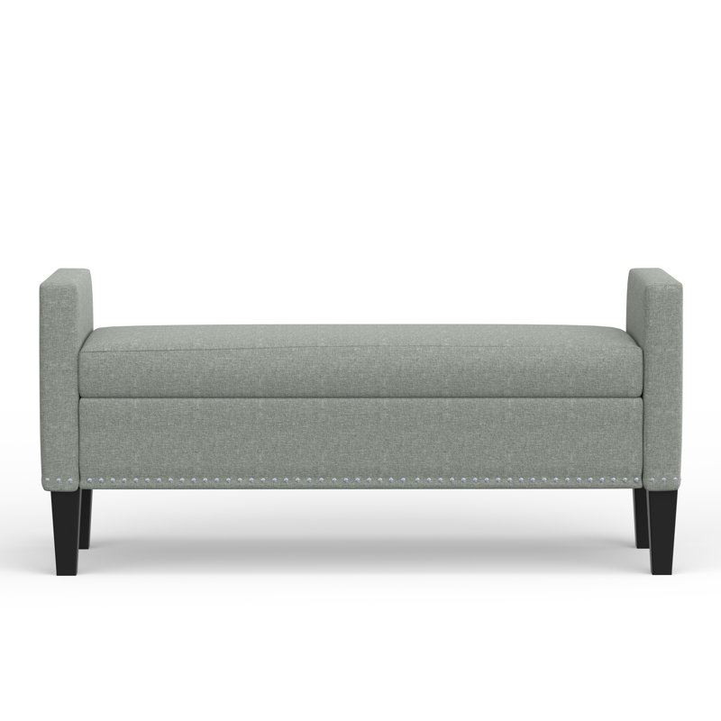 Banc de rangement rembourré Macrina, Pierre, H 24 po x l 51,77 po x P 17,8 po