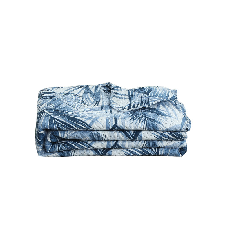 King Size Blue and Taupe Microfiber Reversible Quilt Set