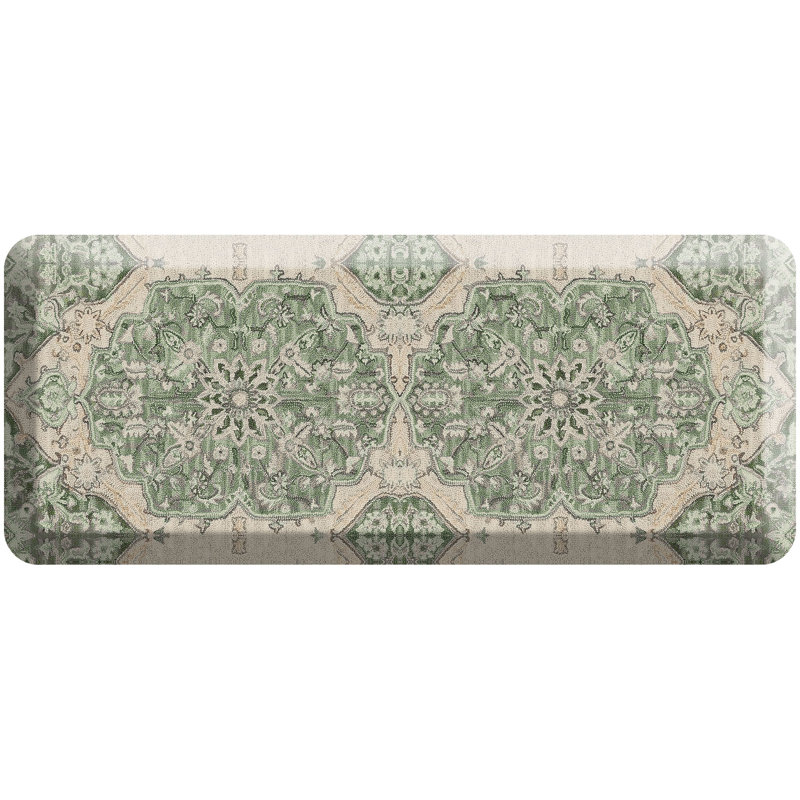 Designer Comfort Anti‑Fatigue Kitchen Comfort Mat – Paloma Medallion Green, 20" x 48", Green