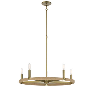 Eastcotts 5 - Light Steel Dimmable Wagon Wheel Chandelier