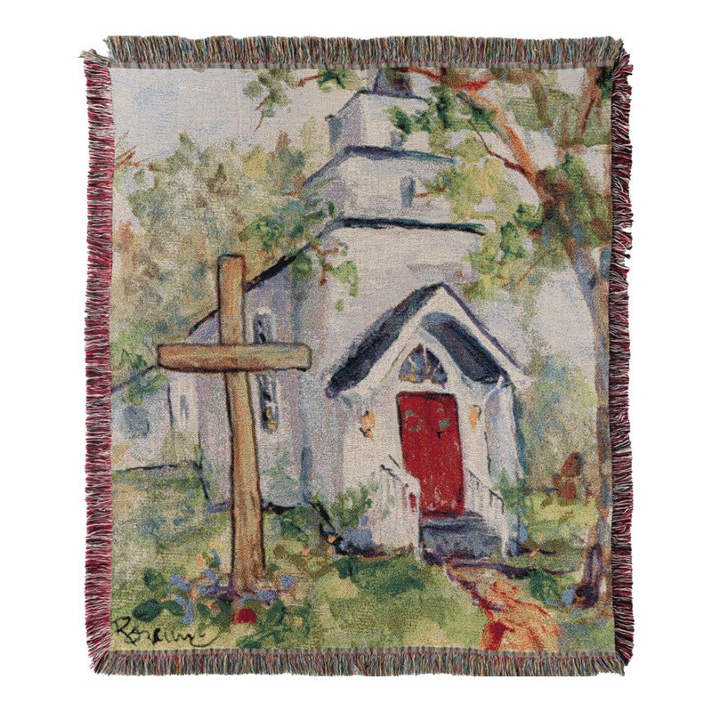 Jeté tissé à la main Church, Vert, bleu
