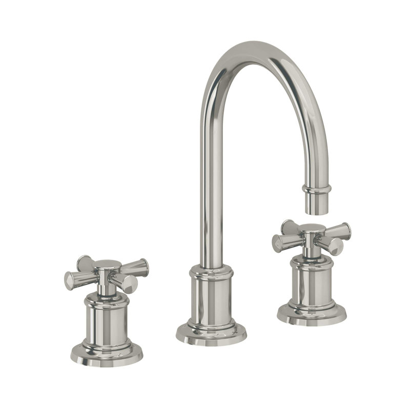 Miramar Widespread Lavatory Faucet with ZeroDrain, Polished Nickel, Cross Handle