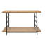 Console 48 po x 16 po x 32 po à 2 niveaux en bois et fer avec structure noire et tablette de rangement, industrielle / moderne / minimaliste