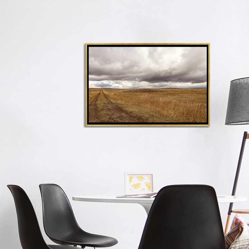 Storm Clouds Over Montana Prairie, 26" H x 40" W x 1.5" D, Gold Floater Framed Canvas, No Mat