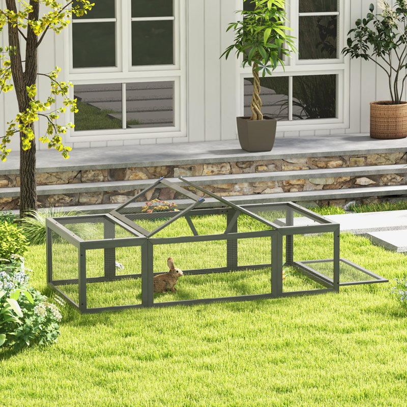 Grand refuge pour petits lapins en bois, Gris