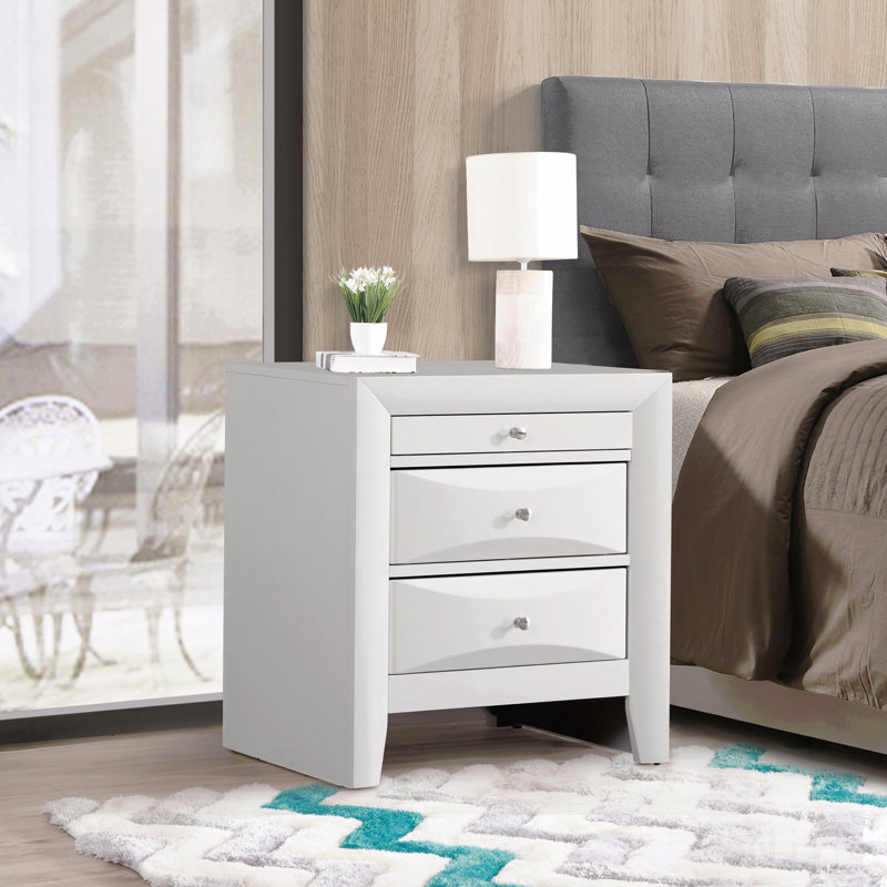 Table de chevet contemporaine au design élégant, Blanc