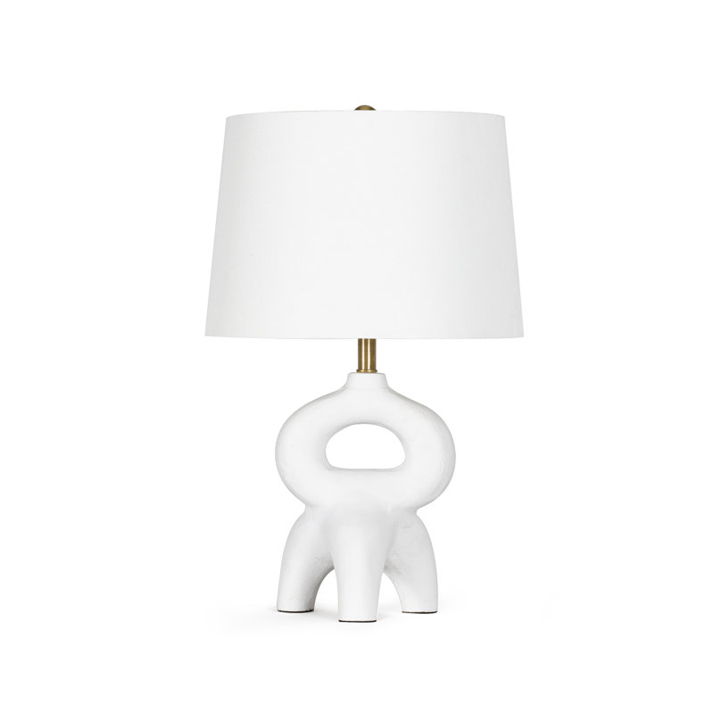 White Ceramic Mini Table Lamp with Linen Shade