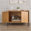 Enceinte de litière pour chat, armoire à litière cachée de 31,5 po avec tablette à gratter et rangement, table de bout pour salle de bain pour chat imperméable, convient à la plupart des bacs à litière, pour le salon de la chambre à coucher