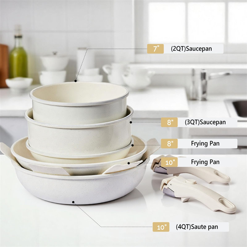 19Pcs Pots And Pans Set Non Stick