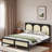 Wood Platform Bed With Rattan Headboard-665575499-665575496