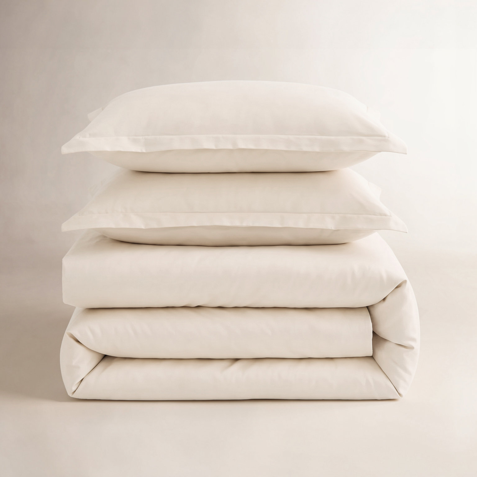 Azreal Cotton Duvet Cover Set, King Duvet Cover + 2 King Shams, Ivory