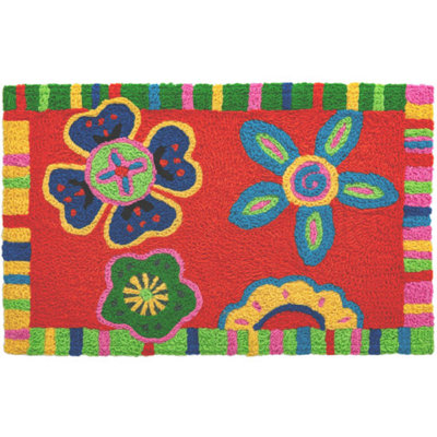 Floral Polyester Water Resistant Kitchen Mat