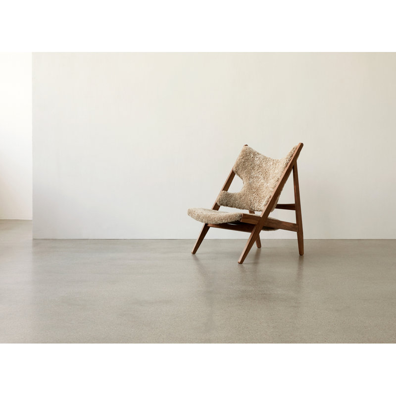 Knitting Lounge Chair, Sheepskin Sahara, Walnut
