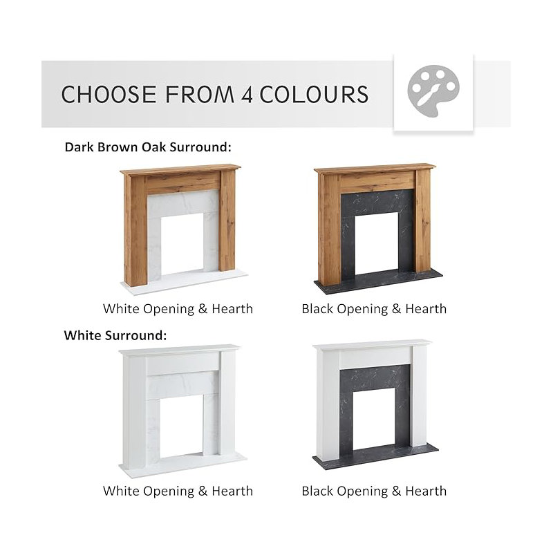 FLAMEKO Mantel Surround for Verona Insert Suitable for all 16" Electric Fireplace Inserts, Dark Bronx Oak & Black