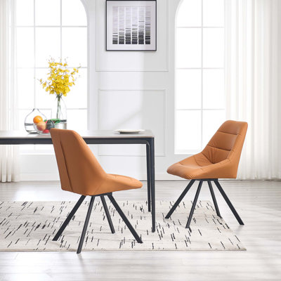 Ensemble de 2 chaises de salle à manger en tissu épaissi avec pieds en métal