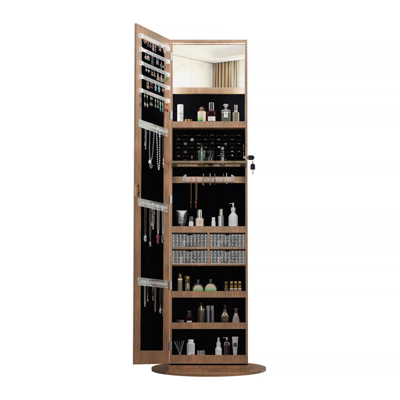 360°Swivel Jewelry Lockable Cabinet with Full Length Mirror