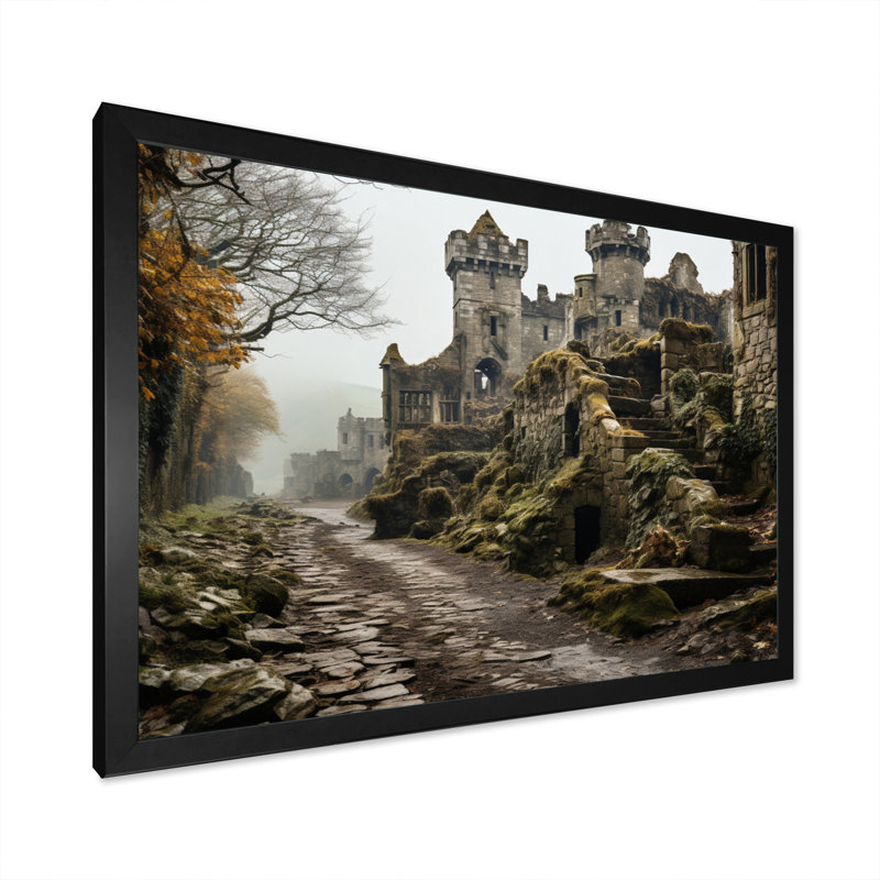 Château mystique d'Irlande II - art mural Irlande, H 34 po x l 44 po x P 1,5 po, Cadre simple noir