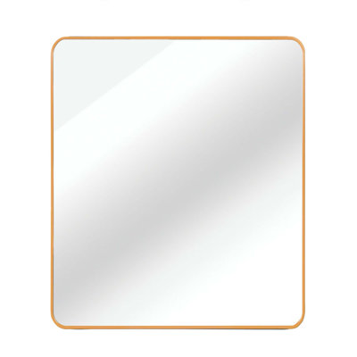 36In X 36In Gold Metal Framed Square Bathroom Mirror For Modern And Contemporary Decor