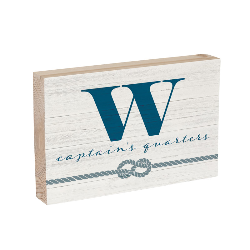 Capitaine de monogramme côtier en bois l 12 x 8 po