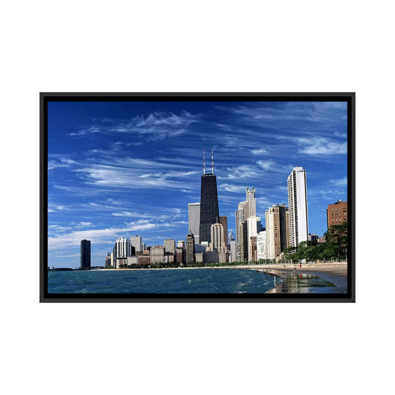 Downtown Chicago - Imprimé, H 18 po x l 26 po x P 1,5 po, Toile avec cadre noir, Non