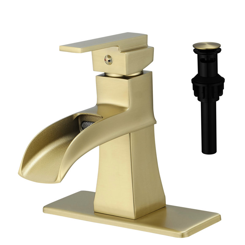 Robinet de salle de bain noir - cascade avec conduites d'alimentation, bonde escamotable, fixation sur le comptoir, une poignée, finition mate, robinet en céramique, robinet de salle de bain latéral