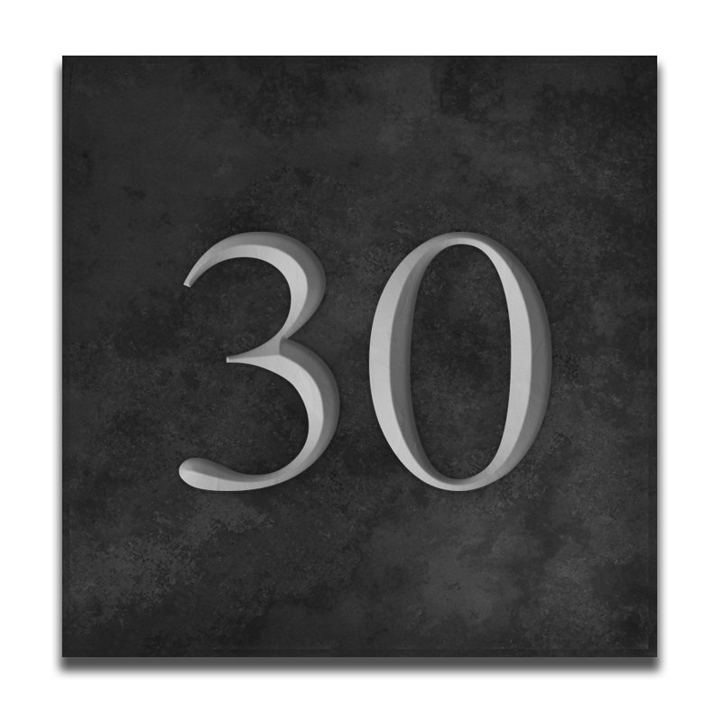 Velia 17.78cm H Stone House Number, 30, Silver