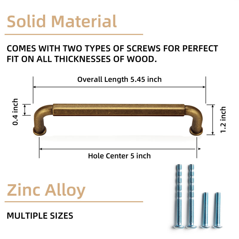 5" Center to Center Bar/Handle Pull Multipack, Antique Brass