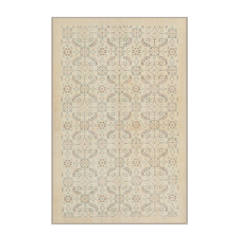 Tapis décoratif floral beige/gris Andi, Rectangle 5 pi x 7 pi