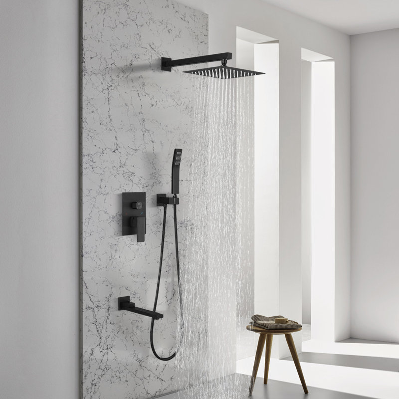 Système de douche complet à aiguilleur, Noir mat