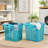 Teal 2-Bushel Plastic Laundry Baskets With Silver Handles — Diamond-Patterned Ventilation Design (Set Of 2)