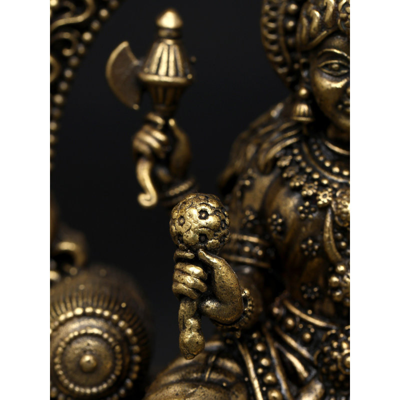 Statue de 4 pouces petite déesse Rajarajeshvari sur trône Kirtimukha