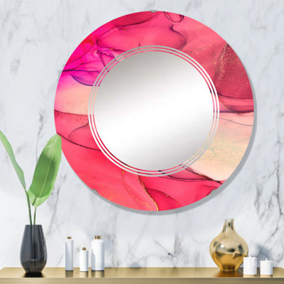 Miroir mural rose et beige