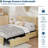 Queen Bed Frame with Natural Rattan Headboard, Boho Style with 4 Storage Drawers, Metal Support, No Box Spring Needed