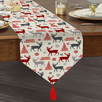Christmas and Holiday Table Runners with Tassel - Colorful and Festive, Great for Holiday Decorating