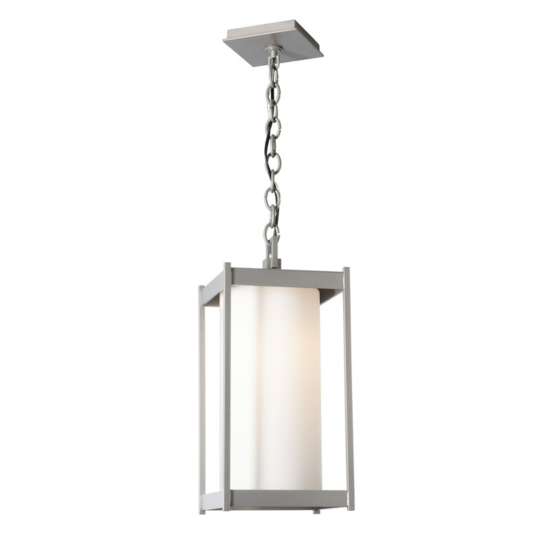 Cela Outdoor Pendant, Coastal Burnished Steel, Opal Glass, 17.4" H x 8" W x 8" D