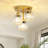 3-light Gold Semi Flush Mount Ceiling Light, Modern Crystal Fixture For Kitchen, Entryway & Bedroom-798157030