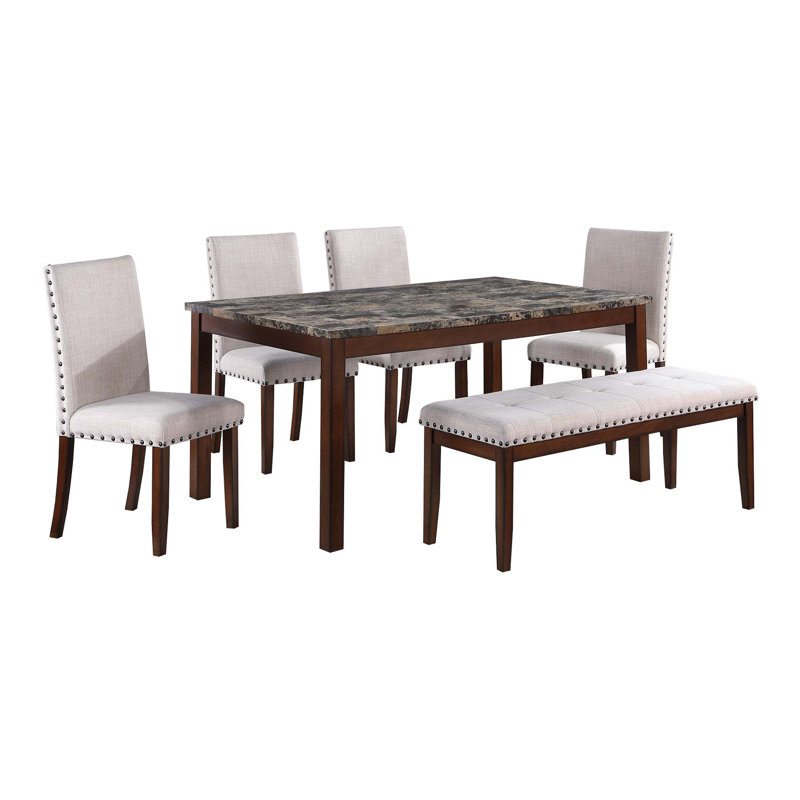 6 - Piece Dining Set, Beige/Brown, Beige/Brown