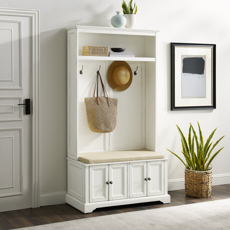 Arbre d'entrée 38 po avec banc et rangement pour chaussures Veere, Blanc
