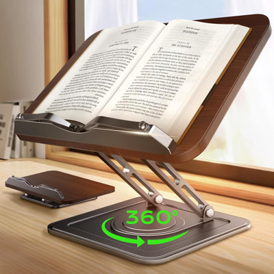 Support à livre pour lecture, support de livre réglable avec bases pivotantes à 360 °