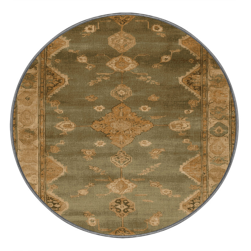 Tapis brun lavable à la machine, Rond 5 pi