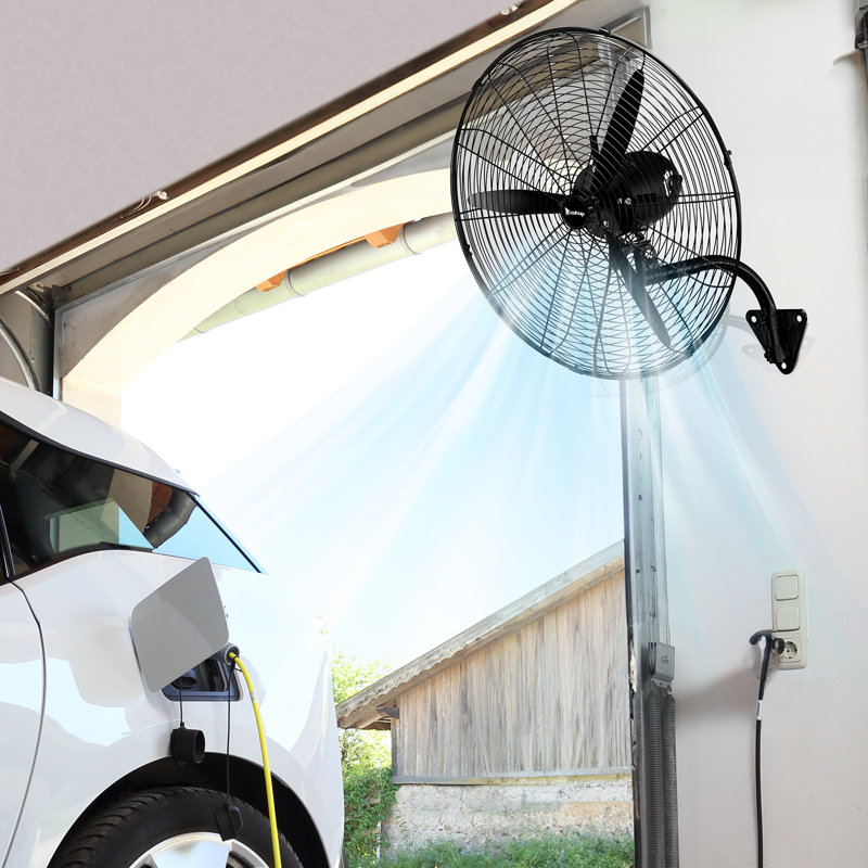 30 In. 4-Speed Black Indoor/Outdoor Wall Mount Fan, 26.57"H x 22"W x 17.52"D