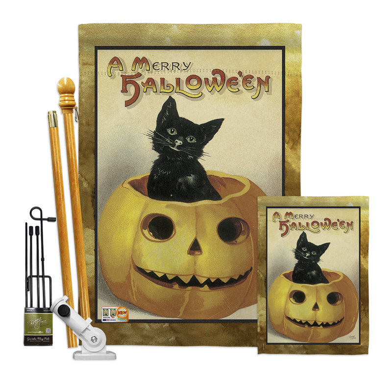 Merry halloween-impressions de polyester 2 faces 40 x 28 po ensemble de drapeaux