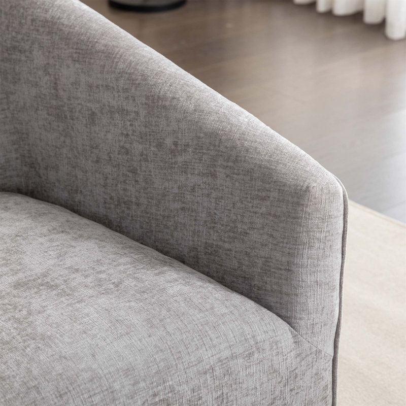Joli fauteuil avec accoudoirs demi-tonneau moderne pivotant à 360 °, tissu chenille de qualité supérieure et mousse haute densité pour plus de confort et de style