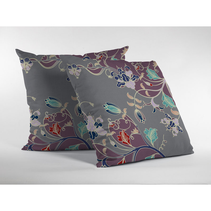 Derlyum Nature Broadcloth Reversible Throw Pillow, 20" x 20", Purple/Gray
